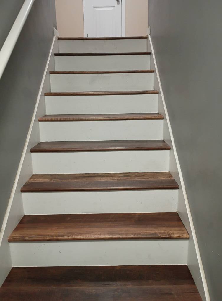 Luxury vinyl plank stair treads